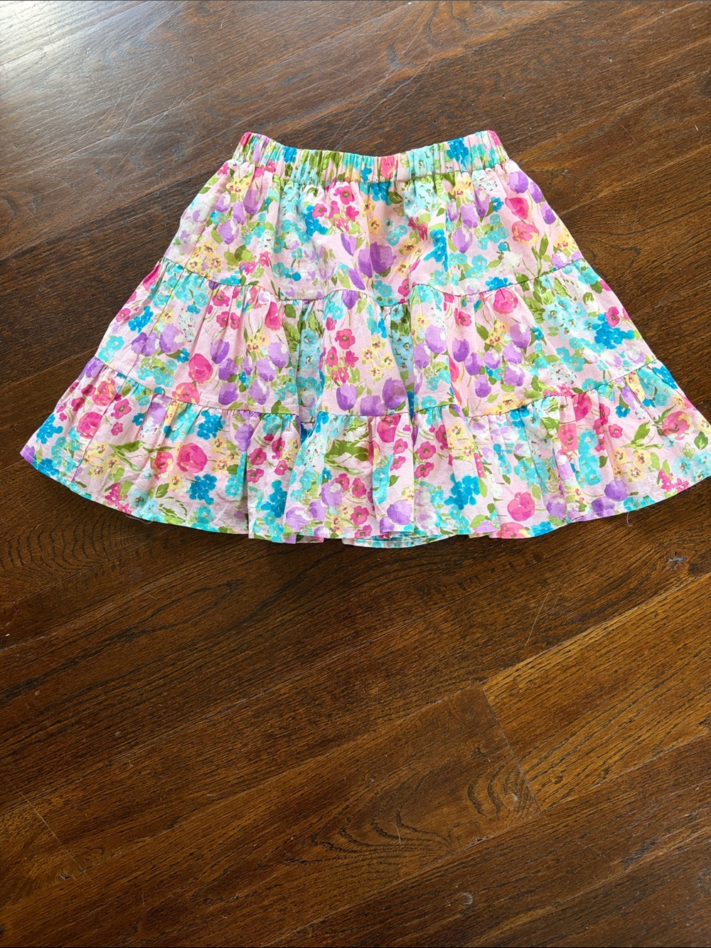 Gab Kate Size S Floral Tiered Cotton Skirt - Multicolor